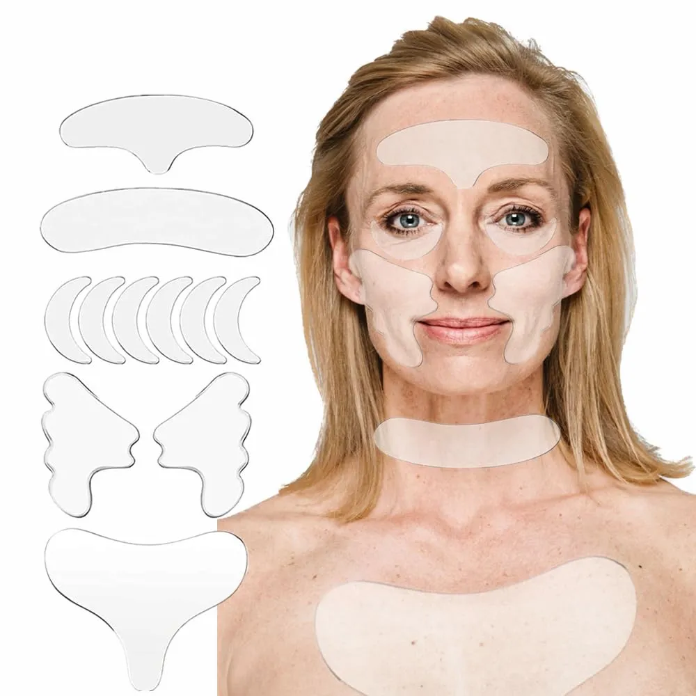 Neck Wrinkle Patches Reusable Chest Wrinkle Pads - 11 pcs Anti Wrinkles pads Silicone face patches for Skin Lines Prevention,Overnight Wrinkle Remover while Sleeping