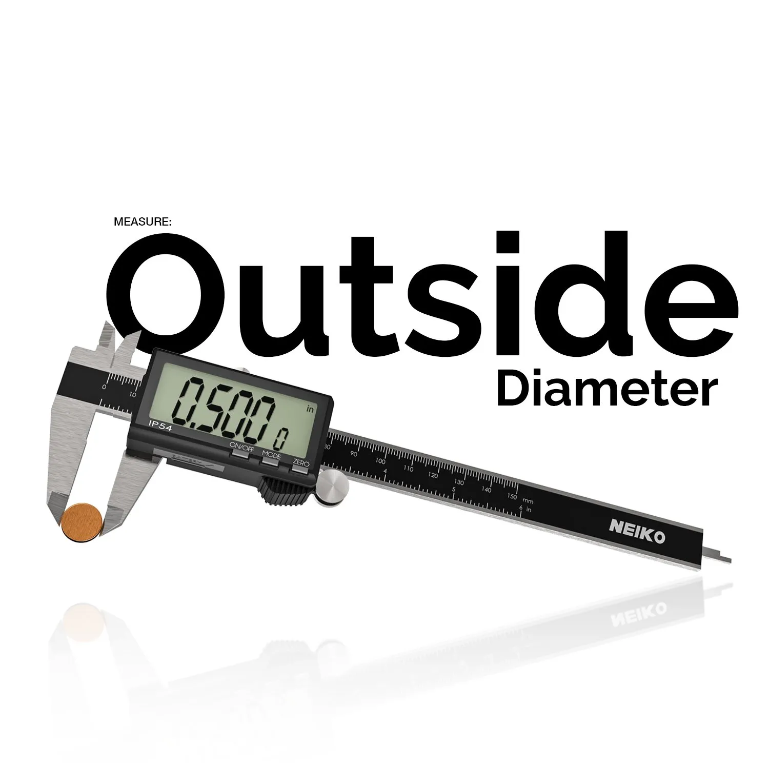 NEIKO 01401A 6-Inch Electronic Digital Caliper, Stainless Steel, Extra Large LCD Screen, Measurement Conversions for Inches, Millimeters, and Fractions
