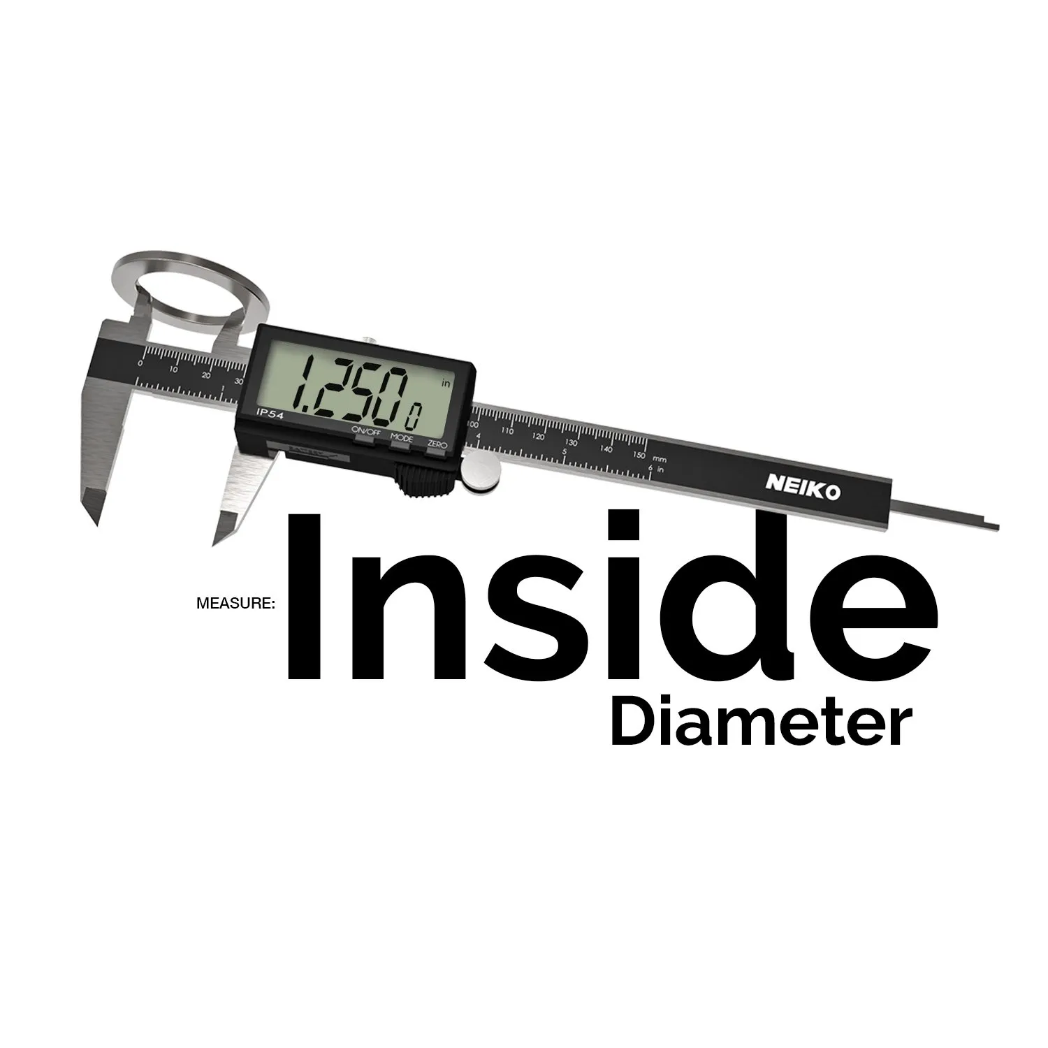 NEIKO 01401A 6-Inch Electronic Digital Caliper, Stainless Steel, Extra Large LCD Screen, Measurement Conversions for Inches, Millimeters, and Fractions