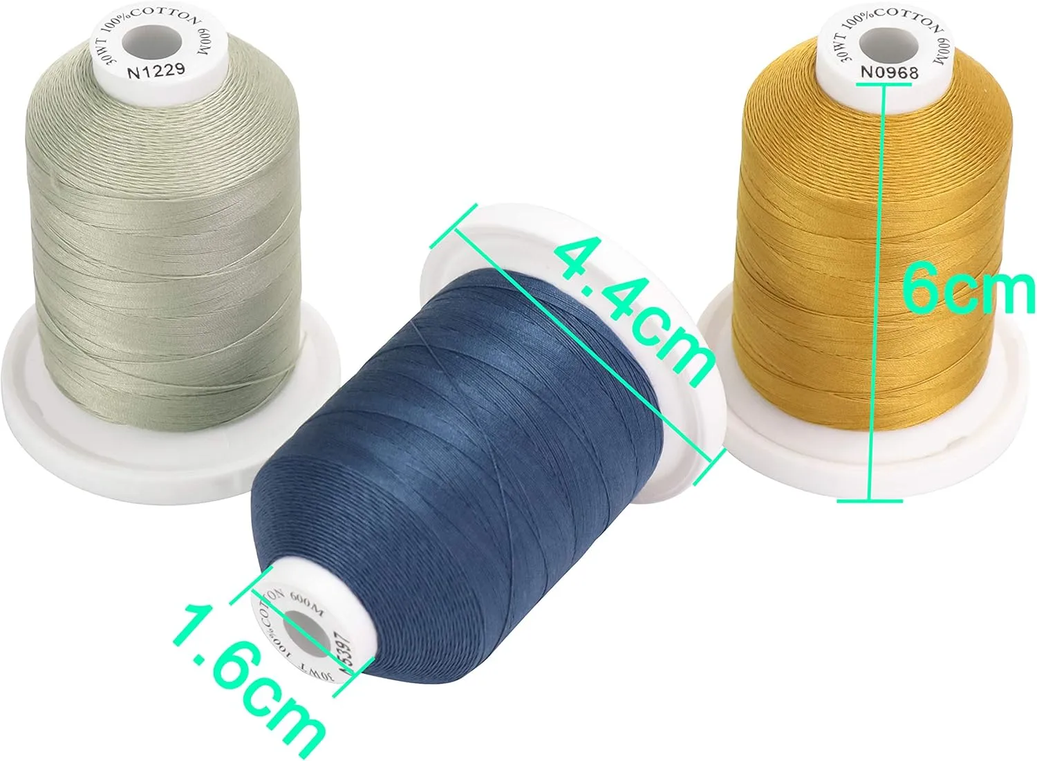 New brothread - 18 Options - Multi-Purpose 100% Mercerized Cotton Threads 50S/3 600M(660Y) Each Spool for Quilting, Serger, Sewing and Embroidery - 12 Neutral&Jean Colors