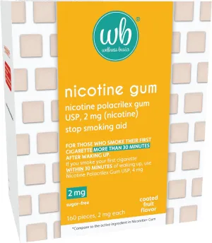 Nicotine Gum 2mg | Stop-Smoking Aid | Fruit Flavor | 160 Count | Reduces Cravings & Withdrawal Smyptoms