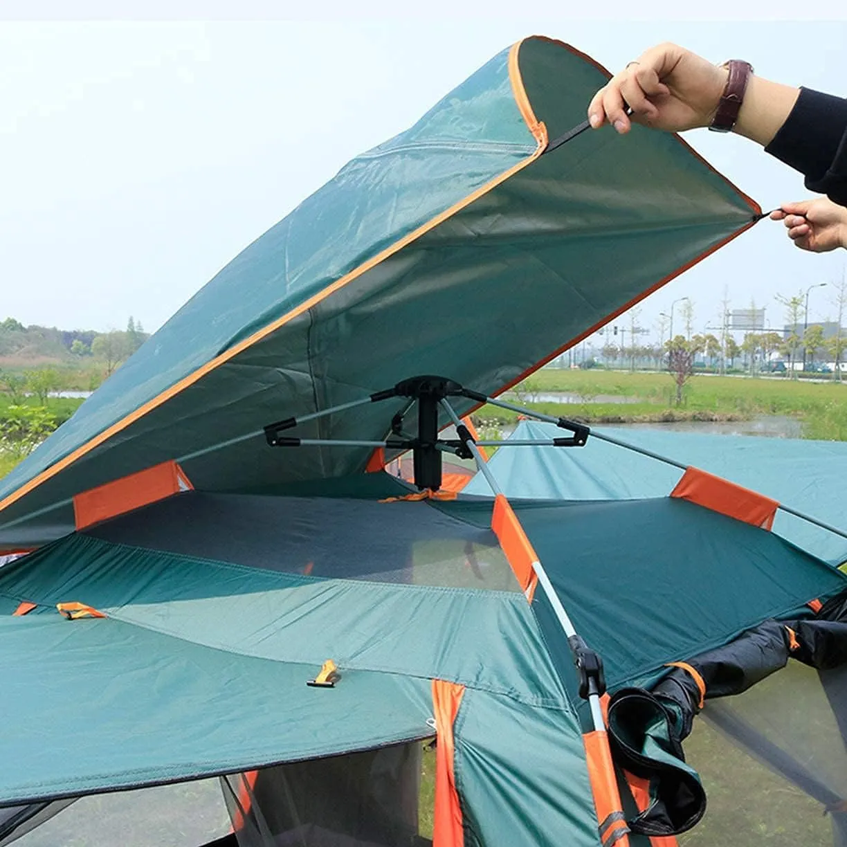 NIEH 5 Person Family Camping Tent 4 Season Double Layers Waterproof Anti-Windproof Tents Family Outdoor Camping Tent