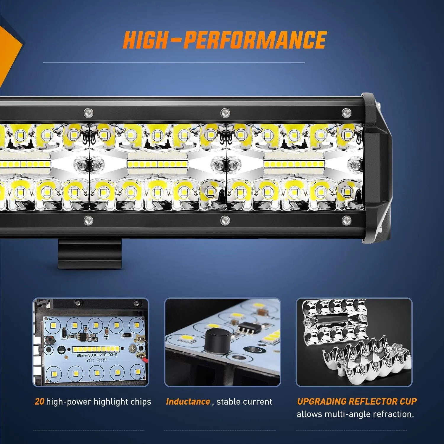 Nilight 20Inch 420W Triple Row Spot Flood Combo Led Light Bar Work Driving Lamp 2Pcs 4Inch 60W Cube LED Pods Lights for Trucks with Off-Road Wiring Harness Kit-3 Leads