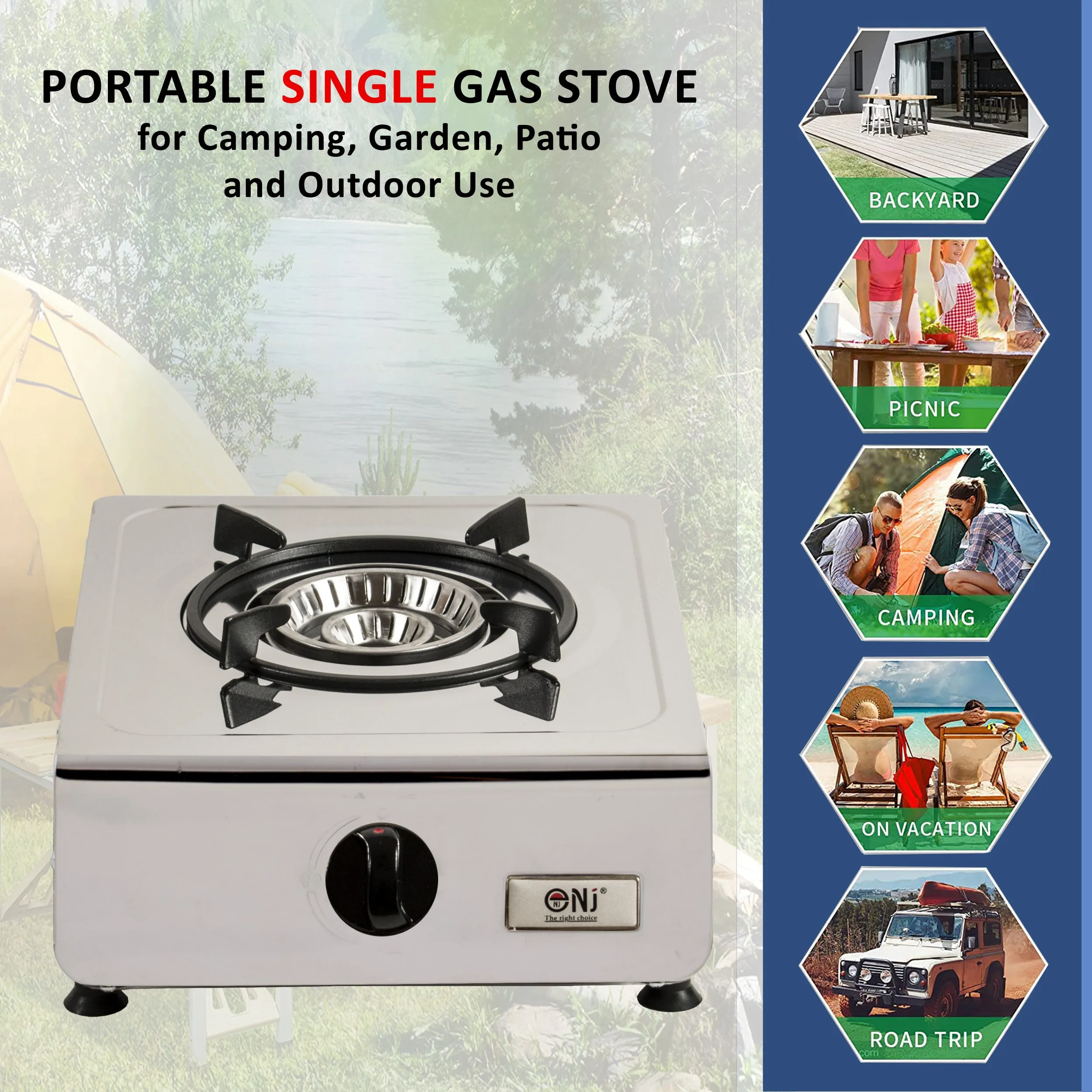 NJ-100 Gas Stove Single Burner Stainless Steel Outdoor Camping