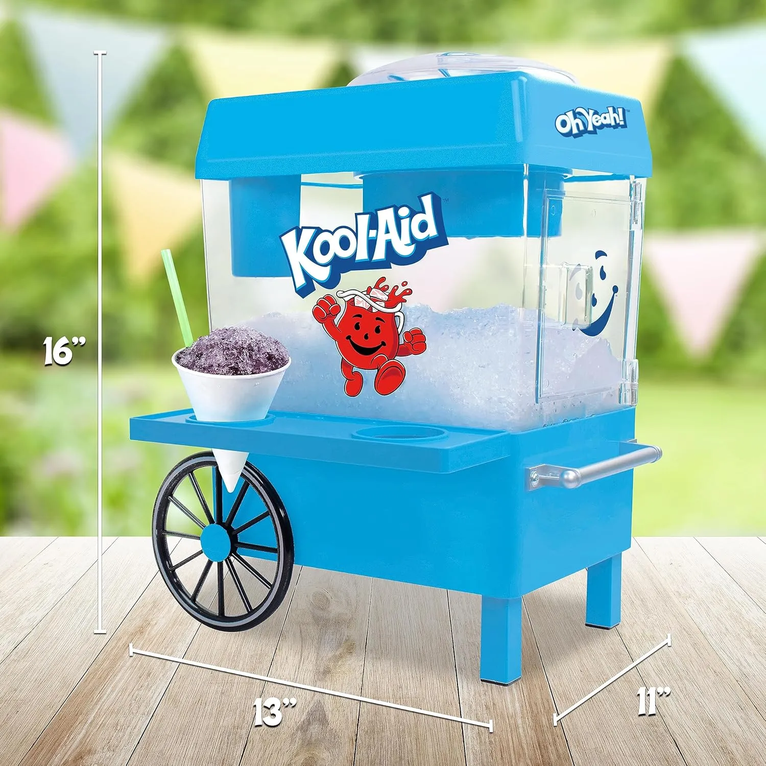 Nostalgia Kool-Aid Snow Cone Shaved Ice Machine - Retro Table-Top Slushie Machine Makes 20 Icy Treats - Includes 2 Reusable Plastic Cups & Ice Scoop - Blue
