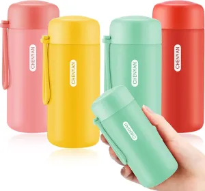 Nuenen 4 Pcs Mini Water Bottle 5oz Small Insulated Water Bottle for Hot & Cold Drinks Cute Water Bottle with Carry Handle Leakproof Mini Insulated Stainless Steel Bottle for Travel Purse