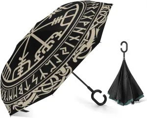 Nugier Auto Large Inverted Rain Umbrella, Sun Protect UV Winds Rain Compact Parasol Automatic Open/Close Reverse Car Umbrella