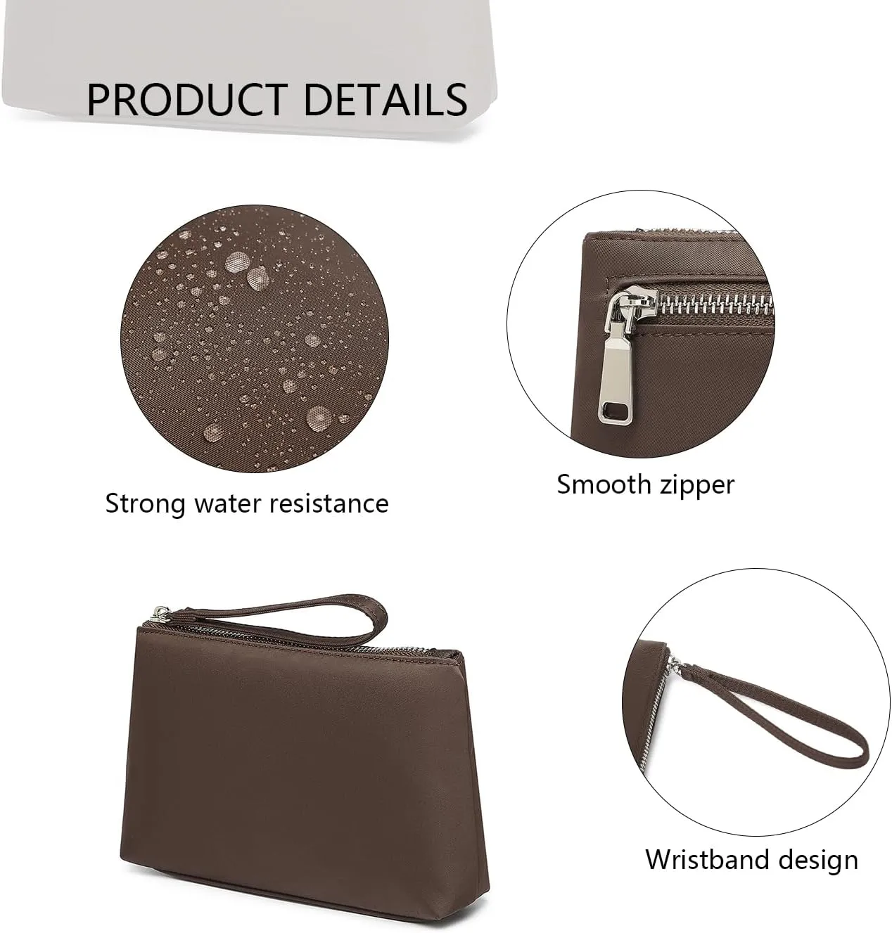 Nylon Wristbands Bag Makeup Pouch for Purse Waterproof Wristbands Bag with Zipper Pocket Credit Card Pouch