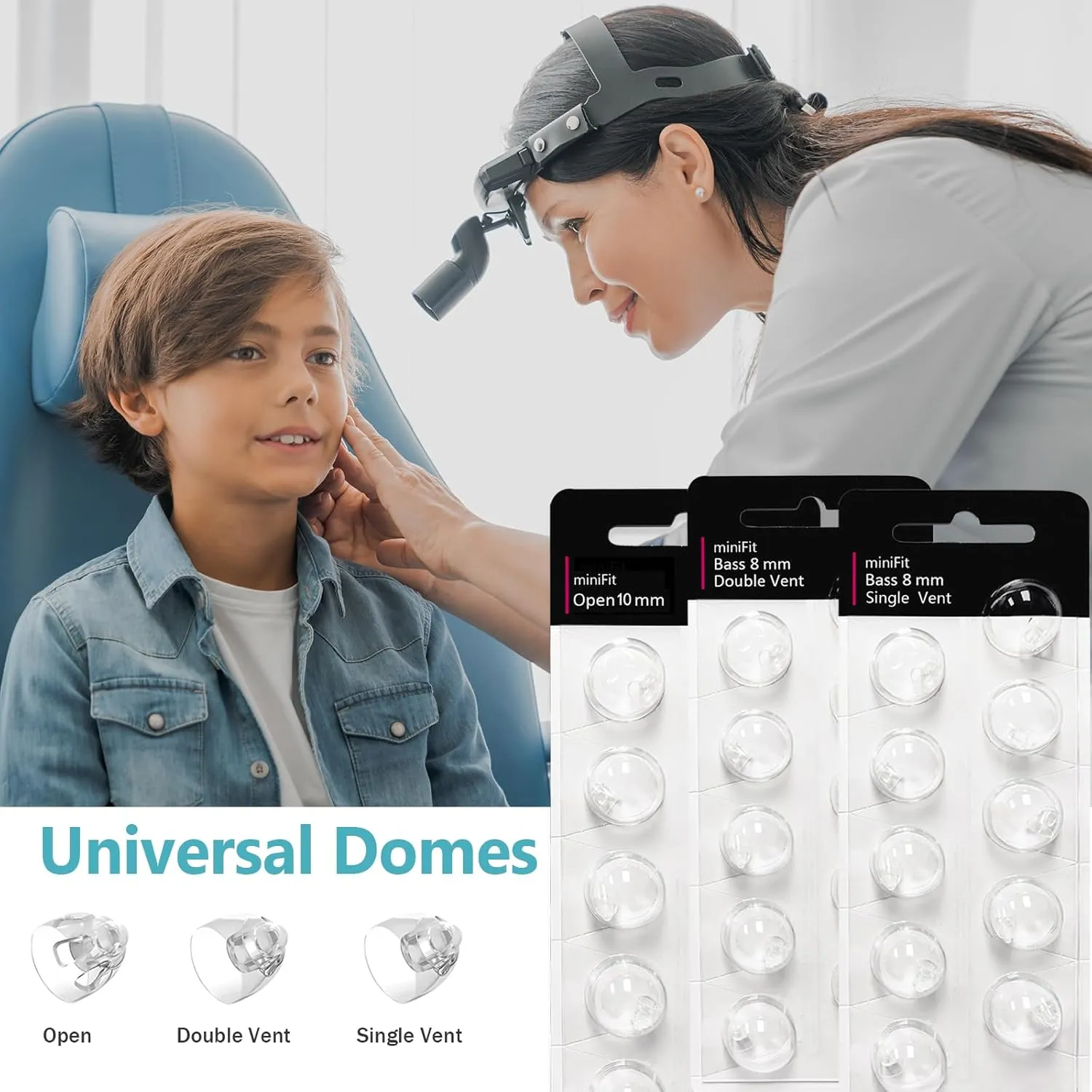 (Open Vent 8mm) Hearing Aid Domes for Oticon Minifit, Oticon Ear Caps Replacements Parts AccessoriesDomes for Oticon Hearing Aid Supplies Cleaning Kits(30 Pcs)