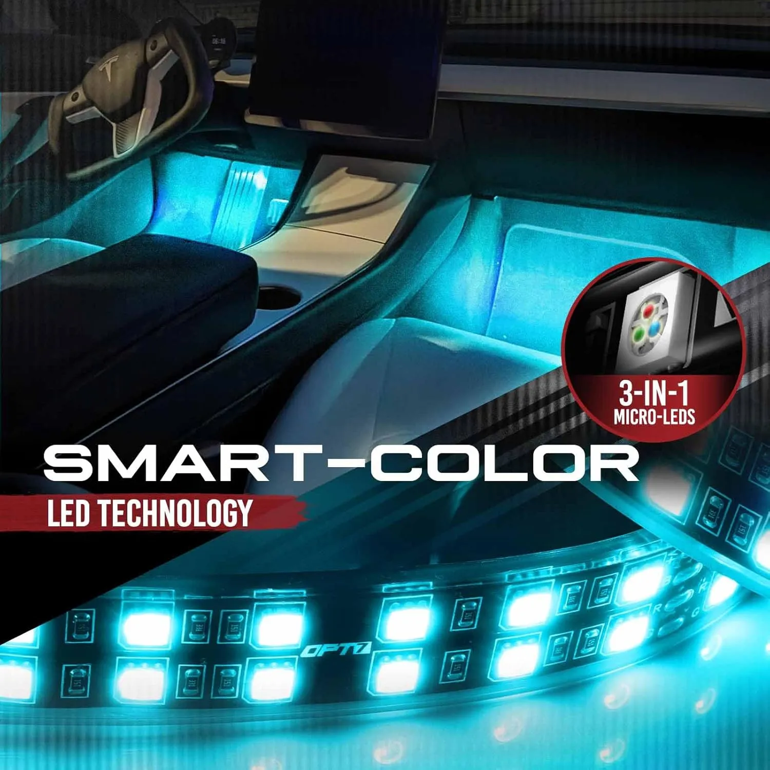 OPT7 Aura Double Row Expansion Pack - 2pc 12” LED Strips w/Splitters and Extension Wires for Interior, Wheelwell, Grille, Motorcycle, Cruiser, Golf Cart, Boat