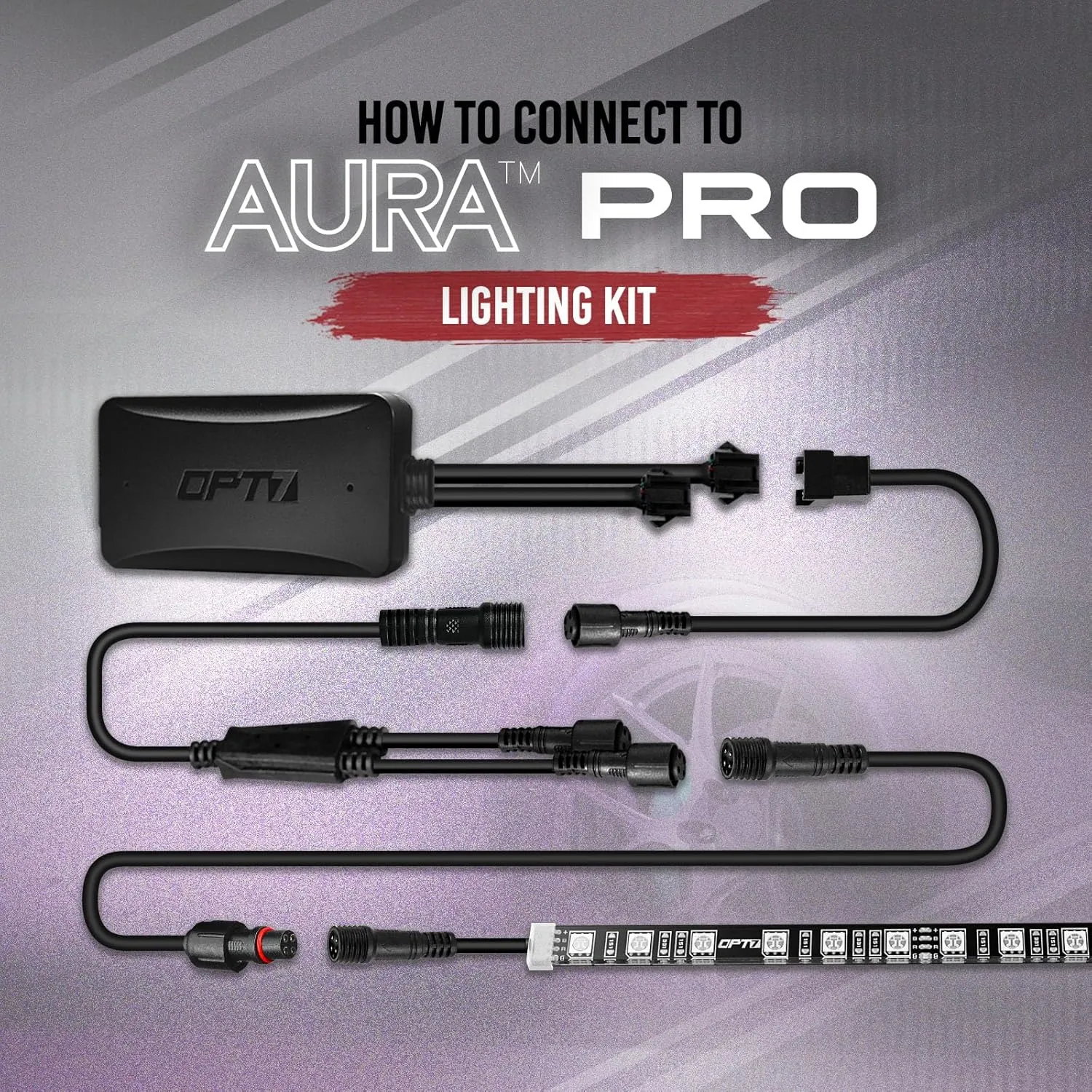 OPT7 Aura Double Row Expansion Pack - 2pc 12” LED Strips w/Splitters and Extension Wires for Interior, Wheelwell, Grille, Motorcycle, Cruiser, Golf Cart, Boat