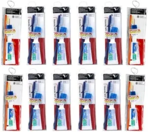 Ora-Zen Toothbrush Travel Kit with Toothbrush Cap and Toothpaste, Soft Bristles (Pack of 12)