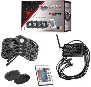 ORACLE LIGHTING ColorSHIFT LED Underbody Rock Light Kit – Car Underglow Lights with Bluetooth & Remote Control, 4-Piece, Part # 5818-333