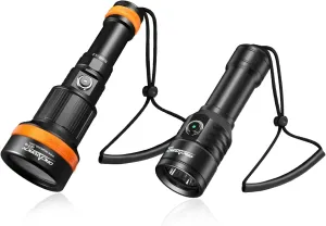 ORCATORCH ZD710 2700 Lumen Zoomable Diving Flashlight & D570-GL 2-in-1 Dive Light 1000 Lumens with 1000 Meters Green Light Bundle