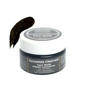 Organic Geranium Charcoal Face Wash Concentrate | For Oily Skin | Deep cleanses pores, Reduces blackheads & whiteheads |Sulphate & Paraben Free | 50 Gm