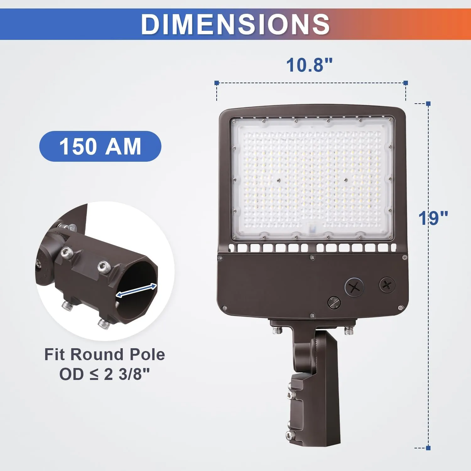 OSTEK 150W LED Parking Lot Light, 5700K 21000LM(140LM/W) LED Shoebox Lights with Slip Fitter Mount, [600W HPS Equiv.] Outdoor Pole Street Light, 20KV Surge Protection, AC100-277V, UL&DLC Listed