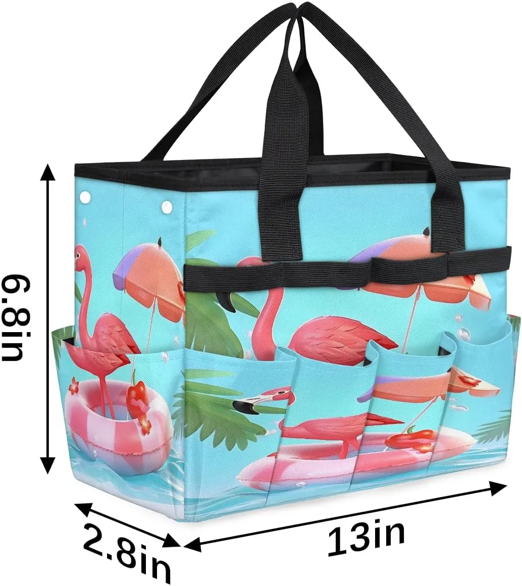 Ostrich Parasol Swimming Ring Garden Tool Bag Garden Organizer with 10 Pockets Heavy Duty and Durable Summer Marine Waterproof Bag 13 * 2.8 * 6.8 inches Gardening Gift without Tools