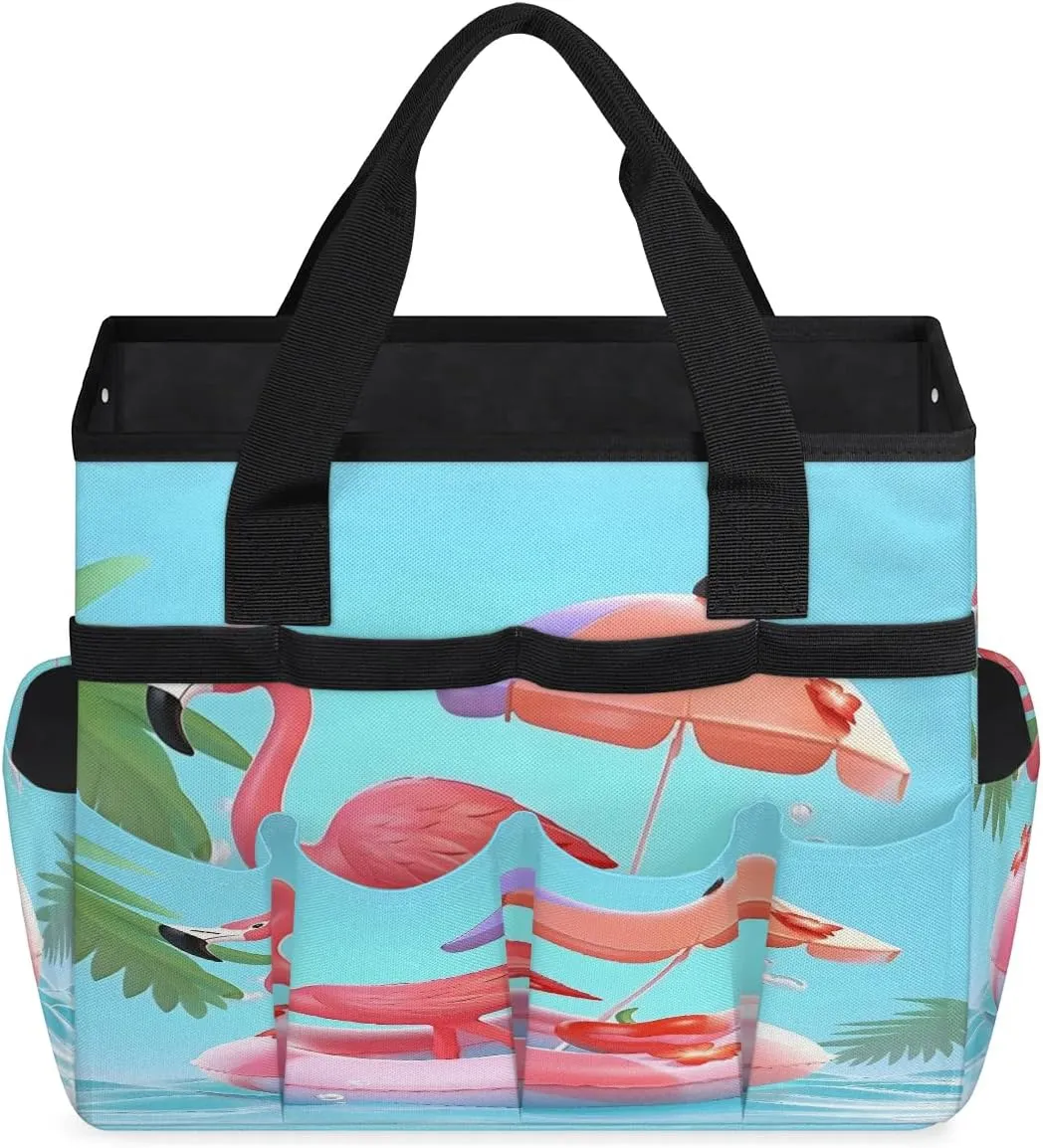 Ostrich Parasol Swimming Ring Garden Tool Bag Garden Organizer with 10 Pockets Heavy Duty and Durable Summer Marine Waterproof Bag 13 * 2.8 * 6.8 inches Gardening Gift without Tools