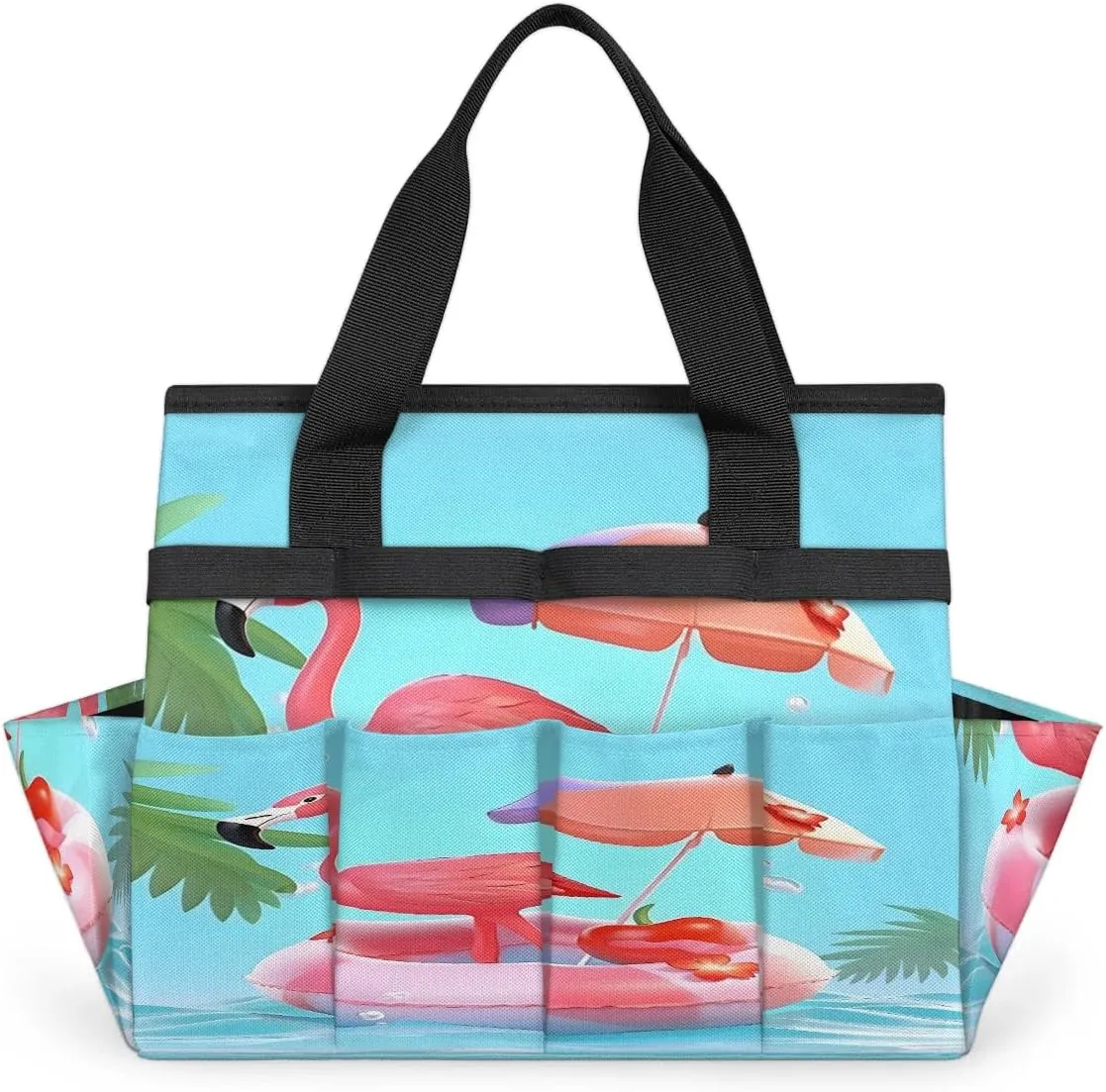 Ostrich Parasol Swimming Ring Garden Tool Bag Garden Organizer with 10 Pockets Heavy Duty and Durable Summer Marine Waterproof Bag 13 * 2.8 * 6.8 inches Gardening Gift without Tools