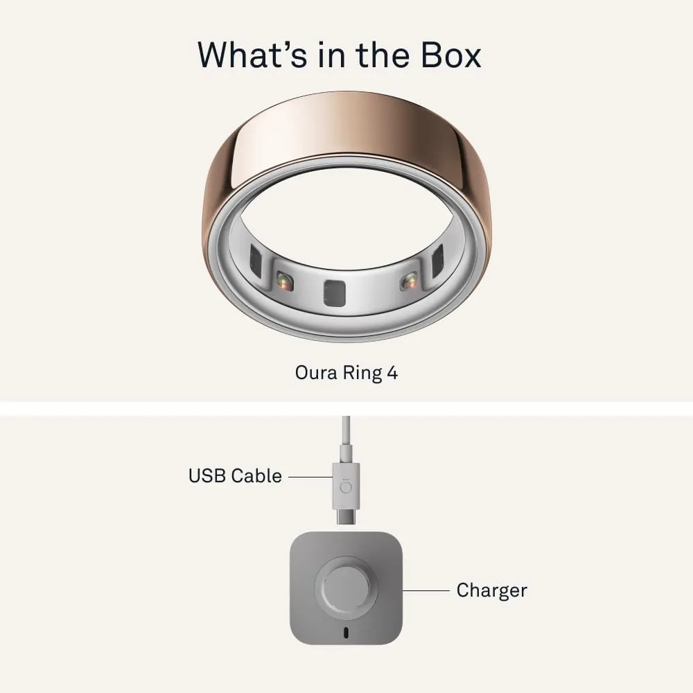 Oura Ring 4 - Rose Gold - Size 7 - Smart Ring - Size First with Oura Ring 4 Sizing Kit - Sleep Tracking Wearable - Heart Rate - Fitness Tracker - Up to 8 Days of Battery Life