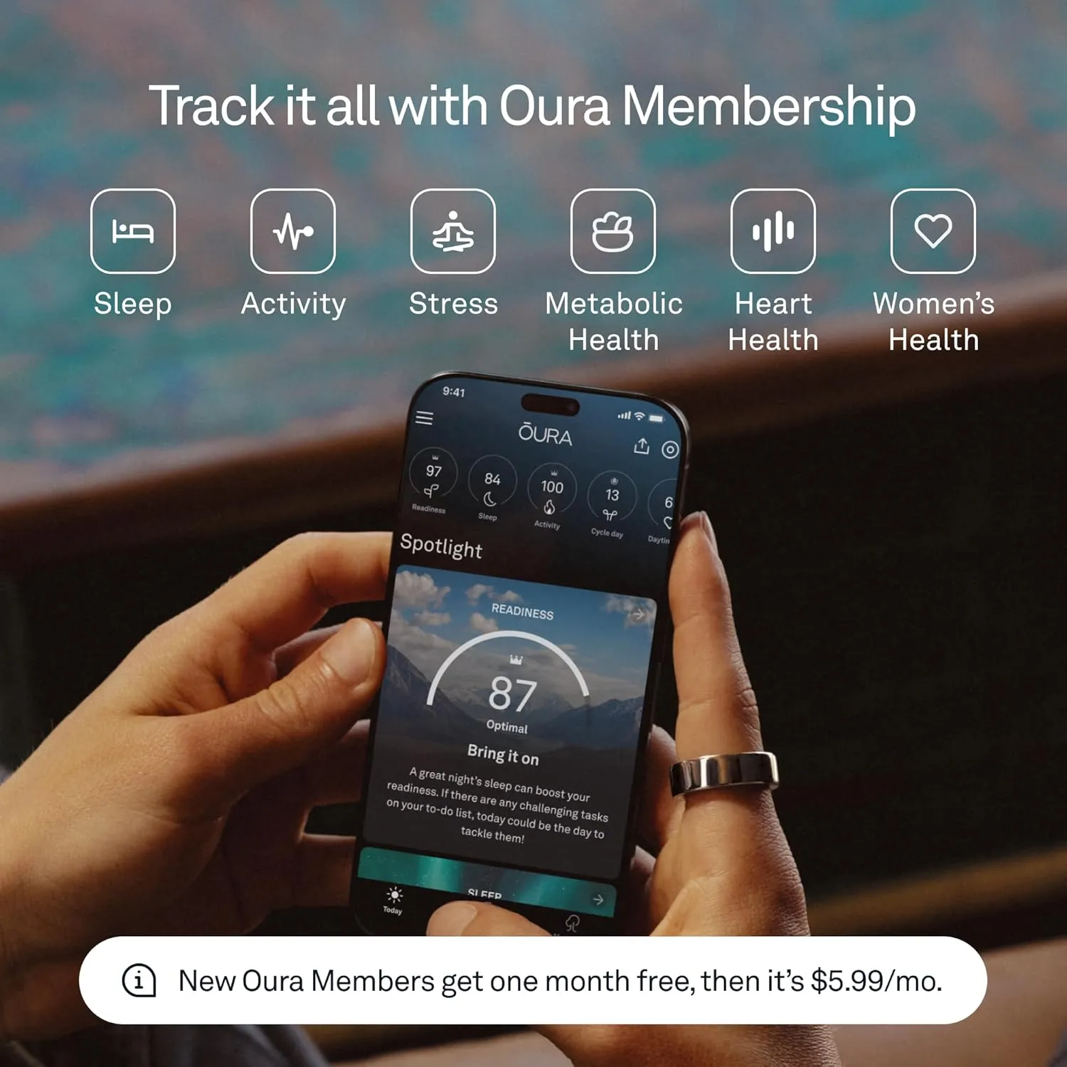 Oura Ring 4 - Silver - Size 8 - Smart Ring - Size First with Oura Ring 4 Sizing Kit - Sleep Tracking Wearable - Heart Rate - Fitness Tracker - Up to 8 Days of Battery Life