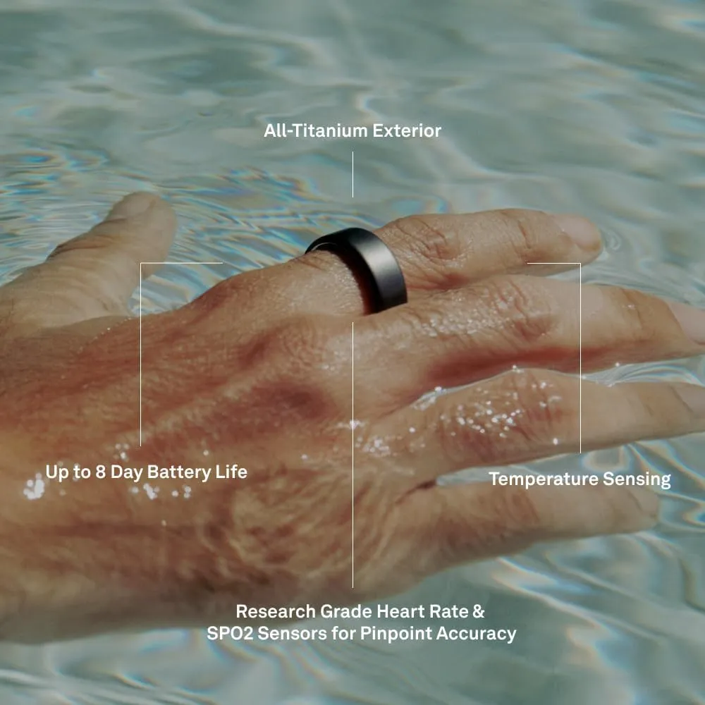 Oura Ring 4 - Silver - Size 8 - Smart Ring - Size First with Oura Ring 4 Sizing Kit - Sleep Tracking Wearable - Heart Rate - Fitness Tracker - Up to 8 Days of Battery Life