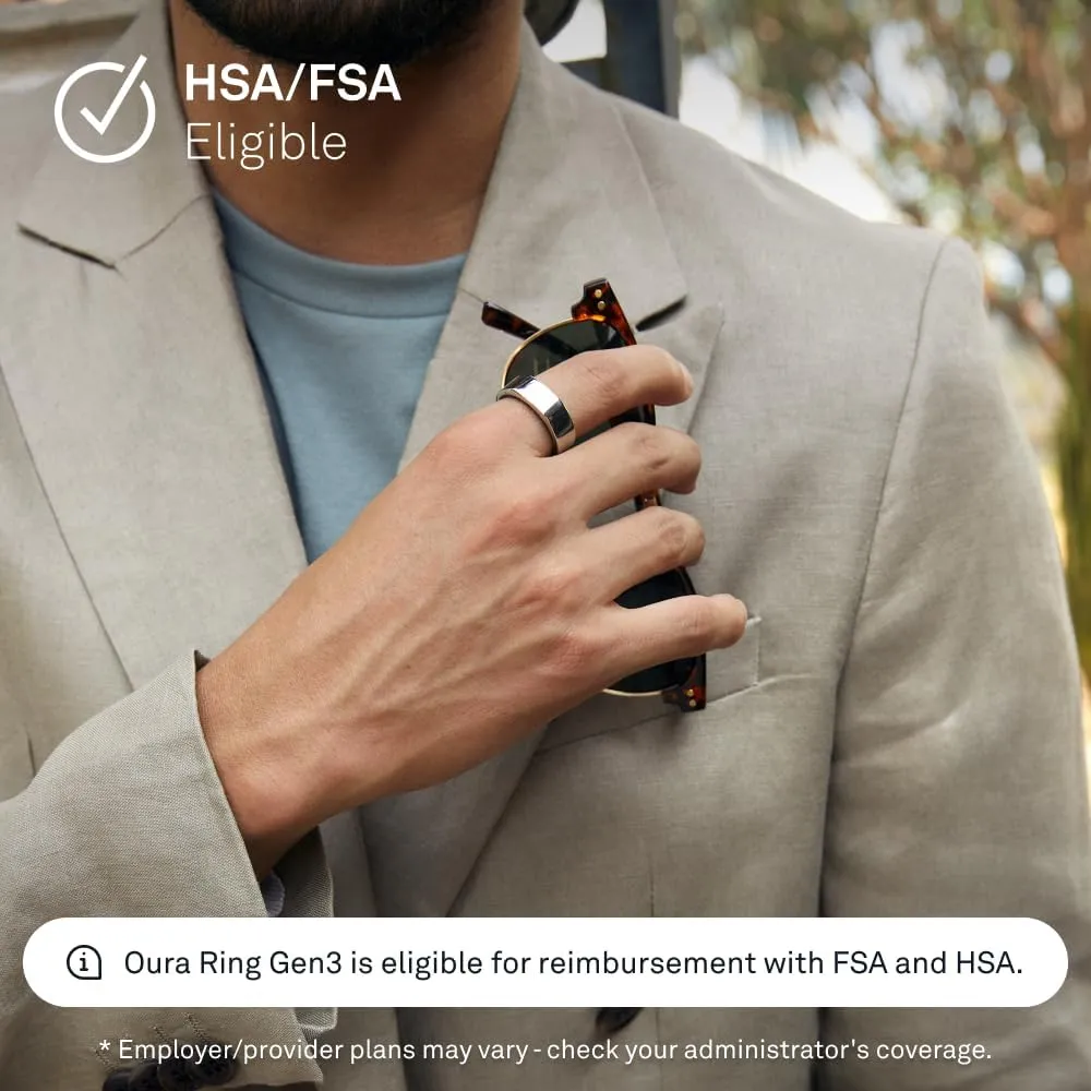 Oura Ring Gen3 Heritage - Silver - Size 11 - Smart Ring - Size First with Oura Ring Gen3 Sizing Kit - Sleep Tracking Wearable - Heart Rate - Fitness Tracker - 5-7 Days Battery Life