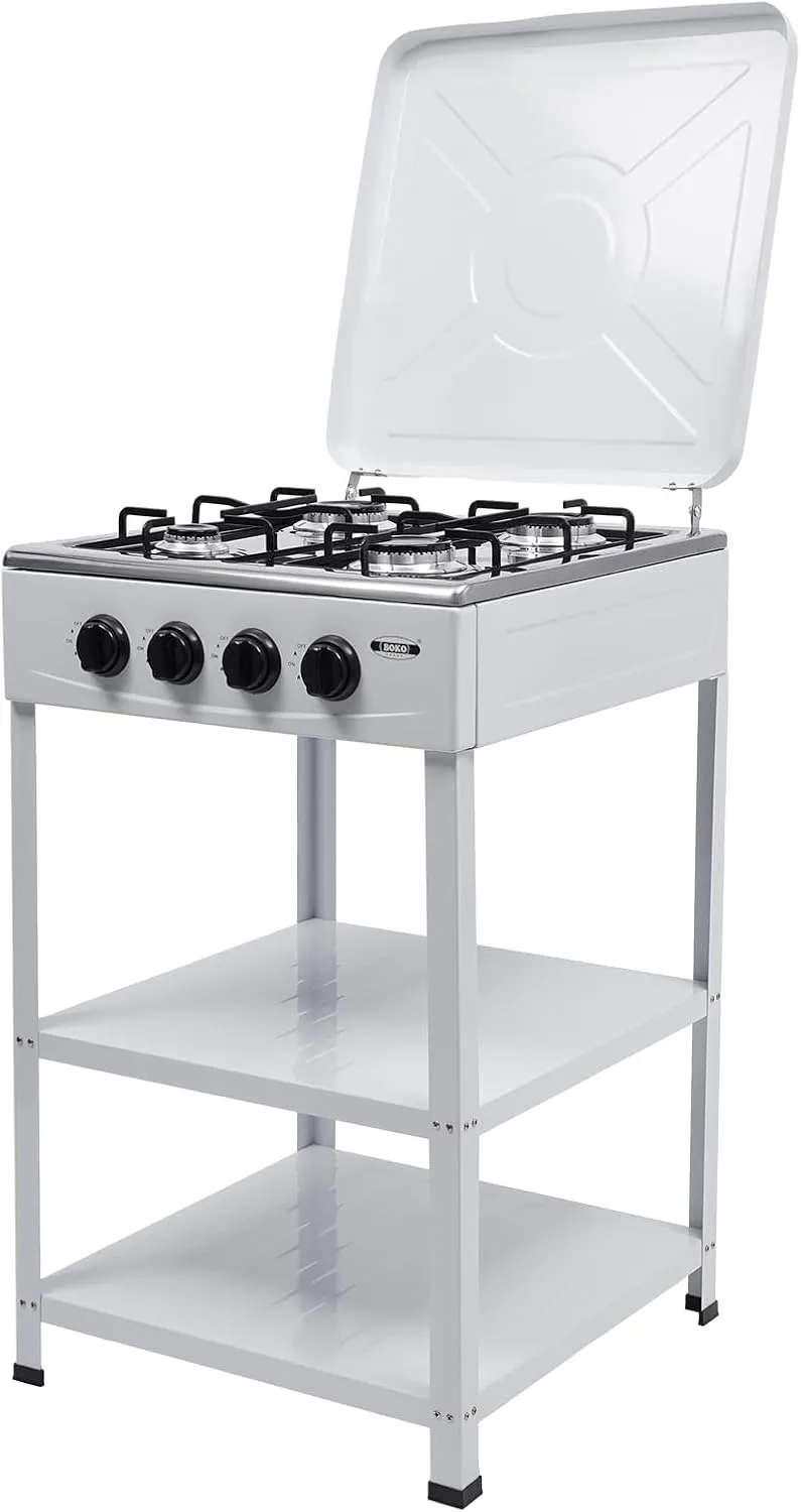 Outdoor 4-Burner Propane Gas Stove, Heavy-Duty Camping Cooker with Legs Stand, Ideal for Backyard, Camping, and Outdoor Cooking