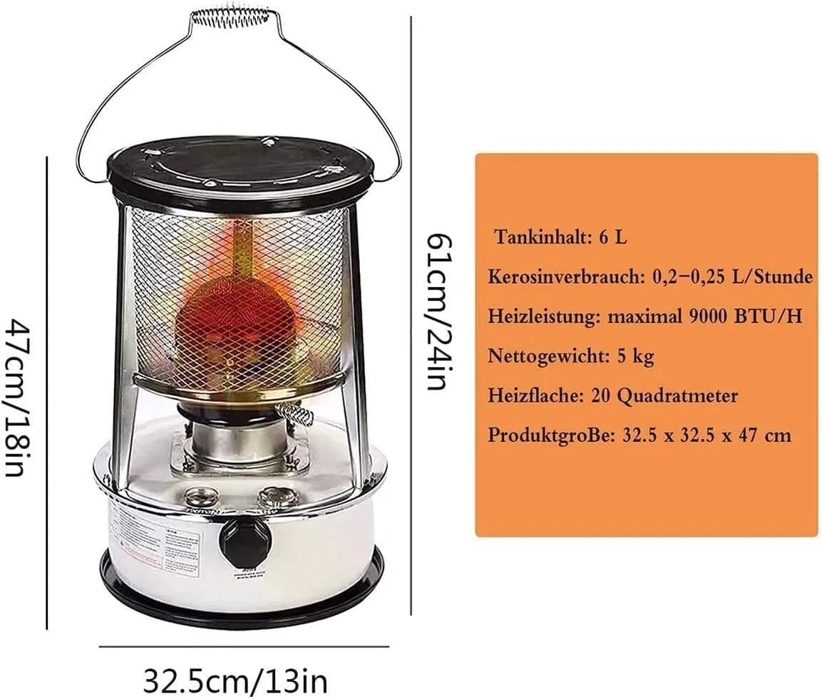 Outdoor Kerosene Stove Burner Camping Oil Heaters Mobile Emergency Kerosene Heater 4.6L 6L Adjustable Flame With Stove Bag (Color : White (6L))