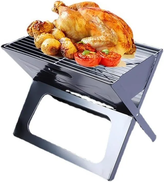 Outdoor Thickened Pull-out Barbecue Rack Household Stainless Steel Folding Barbecue Stove