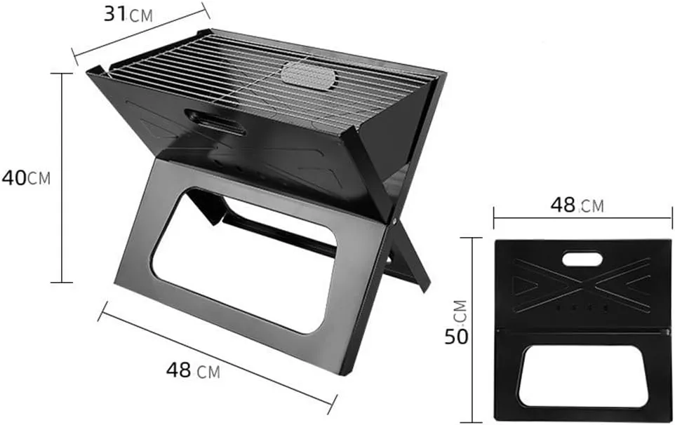 Outdoor Thickened Pull-out Barbecue Rack Household Stainless Steel Folding Barbecue Stove