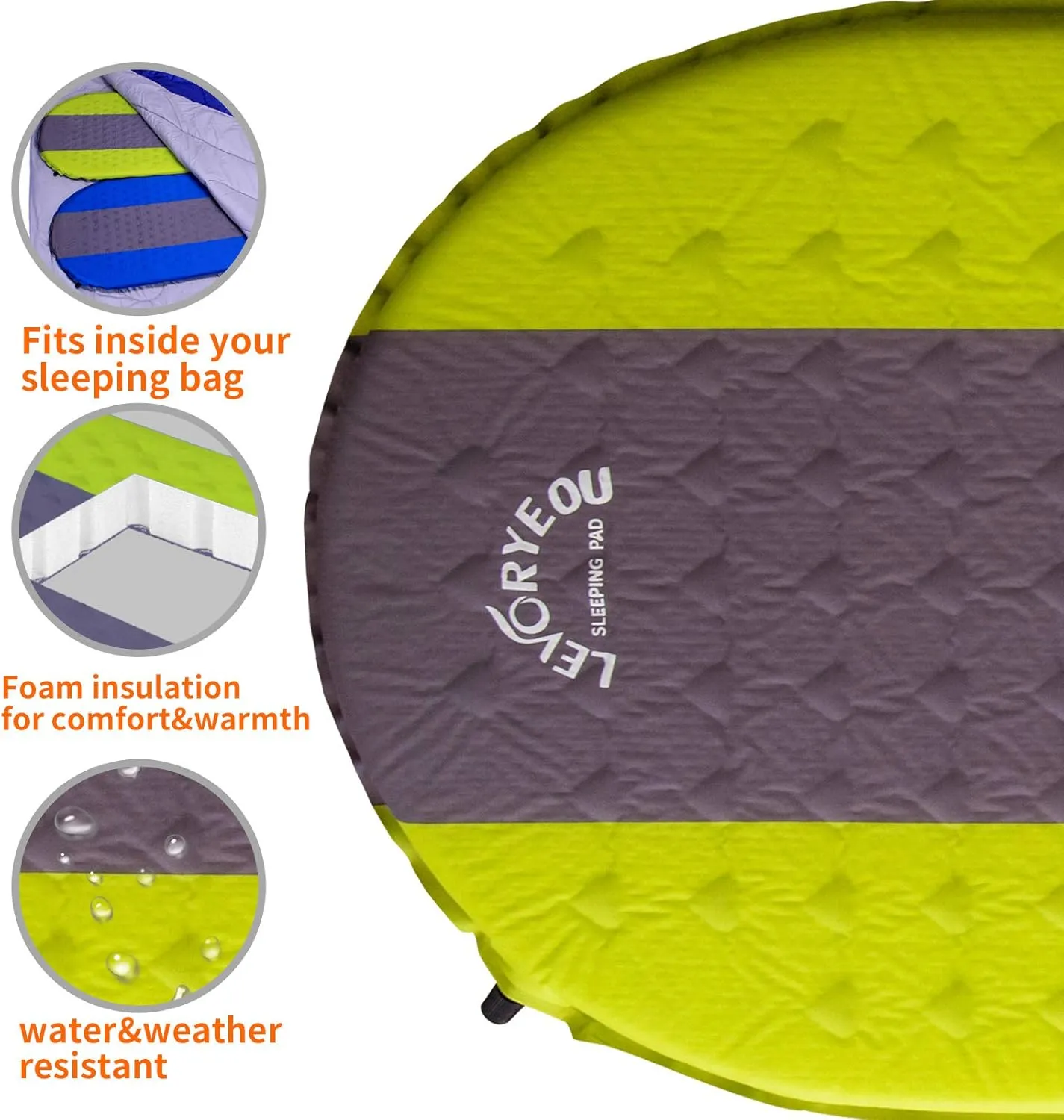 Outdoors Self Inflating Sleeping Pad Lightweight Foam Filling 1.5 Inch Thick Camping Hiking Sleeping Matters for A Tent Light Compact and Comfortable Suitable Backpacking