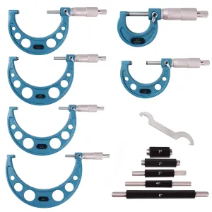 Outside Micrometer Set, Metric Micrometer Measuring Tool, Caliper Measuring Tool 6 PCS, High Precision Outside Micrometer with 0.0001" Graduation and Carbide Tips(0-1", 1-2", 2-3", 3-4", 4-5", 5-6")
