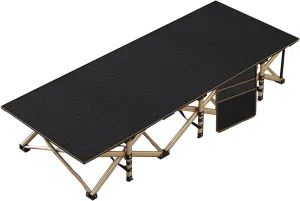 Oversized Camping Cot Supports 200 Kg/440 Lbs, Portable Camping Bed, Folding Cots for Adults, Sleeping Cot for Traveling Office Nap Beach Home Lounging(Black)