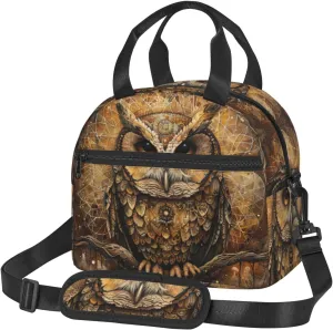 Owl Beliefs Print Lunch Bag For Women,Insulated Lunch Tote With Adjustable Shoulder Belt For Adult Travel Picnic