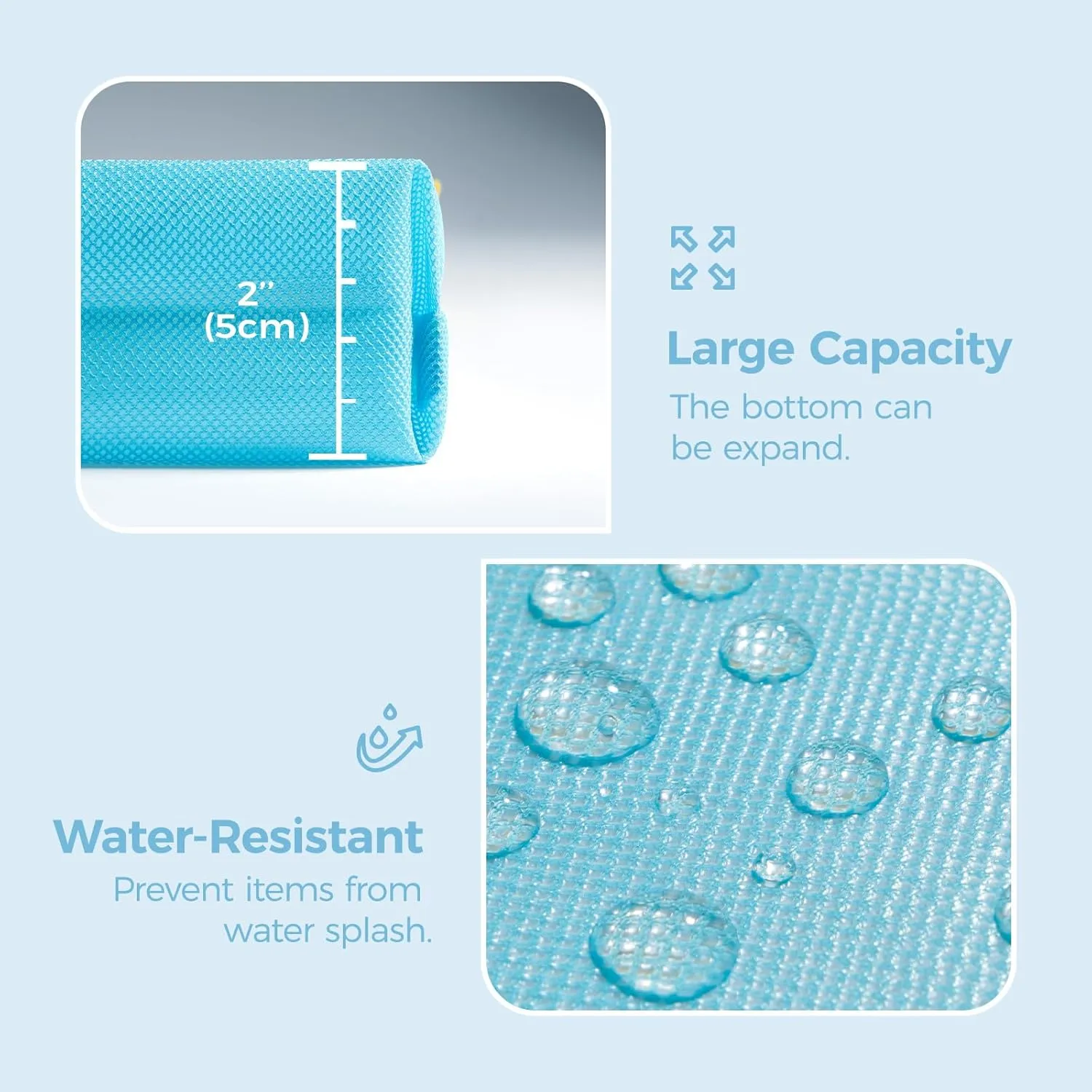 pack all Water-resistant Material Zipper Pouch, Mesh Zipper Bag for Storage, Travel, Office (Small, Blue)