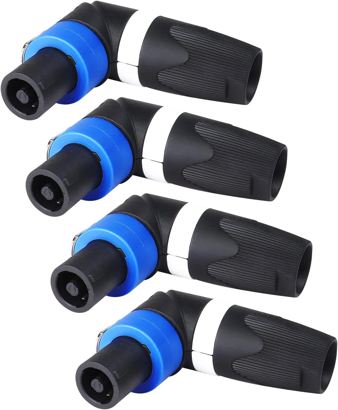 Pack of 4 Right Angle Speakon Connector - 4pcs Upgrade Angled NL4FRX Speak-ON Plug Adapter - Compatible NL4FC, NL4FX 4 Pole Connectors with Twist Lock