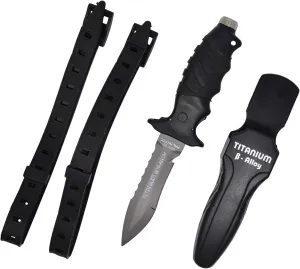 Palantic BETA Titanium Dive Knife 5" Blade – Heavy Duty, Rust-Free, Corrosion-Resistant Scuba Knife w/Quick Release Sheath & Straps, Super Sharp & Lightweight Design