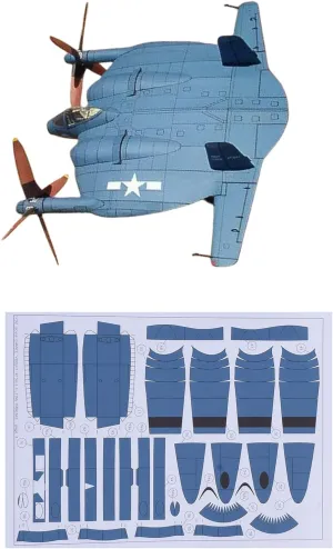 Paper American XF5U-1 Flying Pancake Fighter, 1:32 Paper Model Simulation Fighter Military Science Exhibition Model (Unassembled Kit) Model Collection