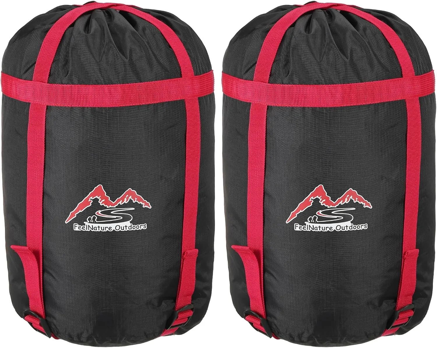 PATIKIL Compression Stuff Sack, 2 Pack S Size Waterproof Sleeping Bag Storage Sack Portable Compression Bag for Backpacking Camping, Black Red