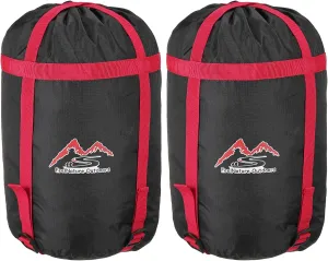 PATIKIL Compression Stuff Sack, 2 Pack S Size Waterproof Sleeping Bag Storage Sack Portable Compression Bag for Backpacking Camping, Black Red