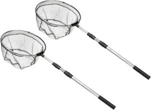 PATIKIL Folding Fishing Net, 2Packs Round Extend to 4.9ft Aluminium Alloy Telescopic Landing Pole Handle with M8 Thread for Freshwater Saltwater, White Black