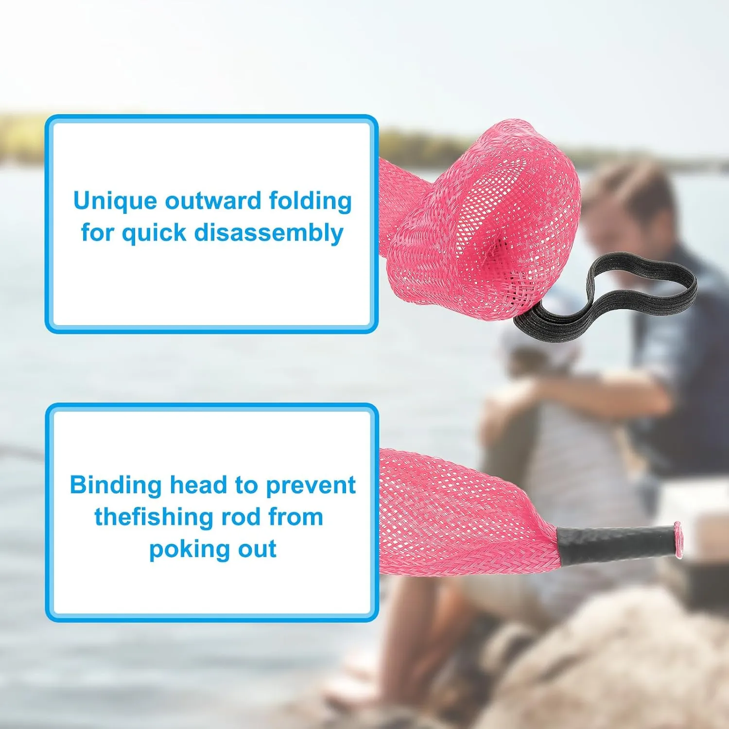 PATIKIL Rod Sock, Fishing Rod Sleeve Cover Braided Mesh Pole Protector Gloves Fishing Tools Pointed End for Spinning Fishing Rod Fly Rod Ice Rod Casting Rod
