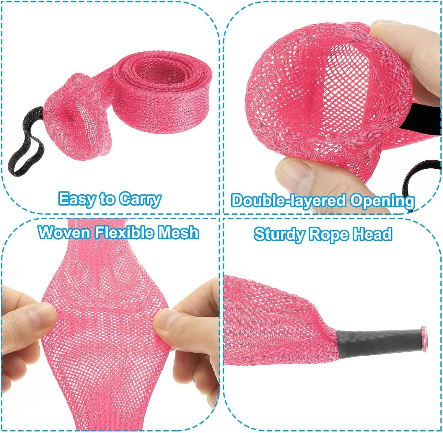 PATIKIL Rod Sock, Fishing Rod Sleeve Cover Braided Mesh Pole Protector Gloves Fishing Tools Pointed End for Spinning Fishing Rod Fly Rod Ice Rod Casting Rod