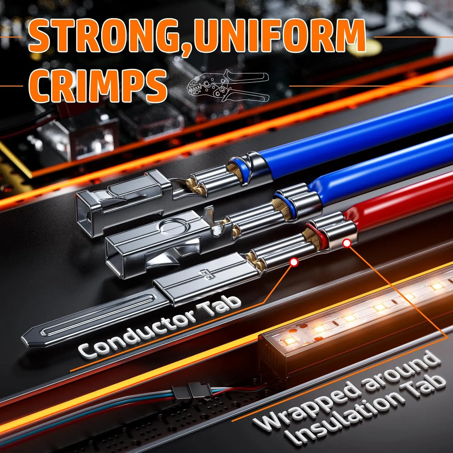 PEBA Micro Connector Pin Crimping Tool 0.03-0.5mm² 32-20AWG Ratcheting Crimper for 2.0mm, 2.5mm, 2.54mm, 3.0mm Pitch JST PH, Dupont, Open Barrel Connectors, D-Sub, suits Molex, JST, JAE