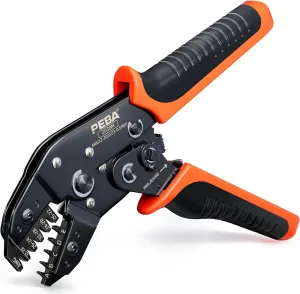PEBA Micro Connector Pin Crimping Tool 0.03-0.5mm² 32-20AWG Ratcheting Crimper for 2.0mm, 2.5mm, 2.54mm, 3.0mm Pitch JST PH, Dupont, Open Barrel Connectors, D-Sub, suits Molex, JST, JAE