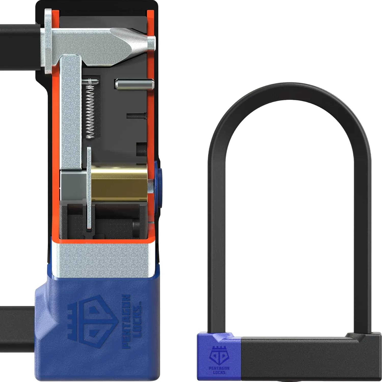 PENTAGON Bike U Lock - Patented Heavy Duty Anti Theft Bicycle ULock - Ultra Lightweight Sold Secure Gold Bike Security D Lock with Keys for Bikes Electric Bikes and Scooters