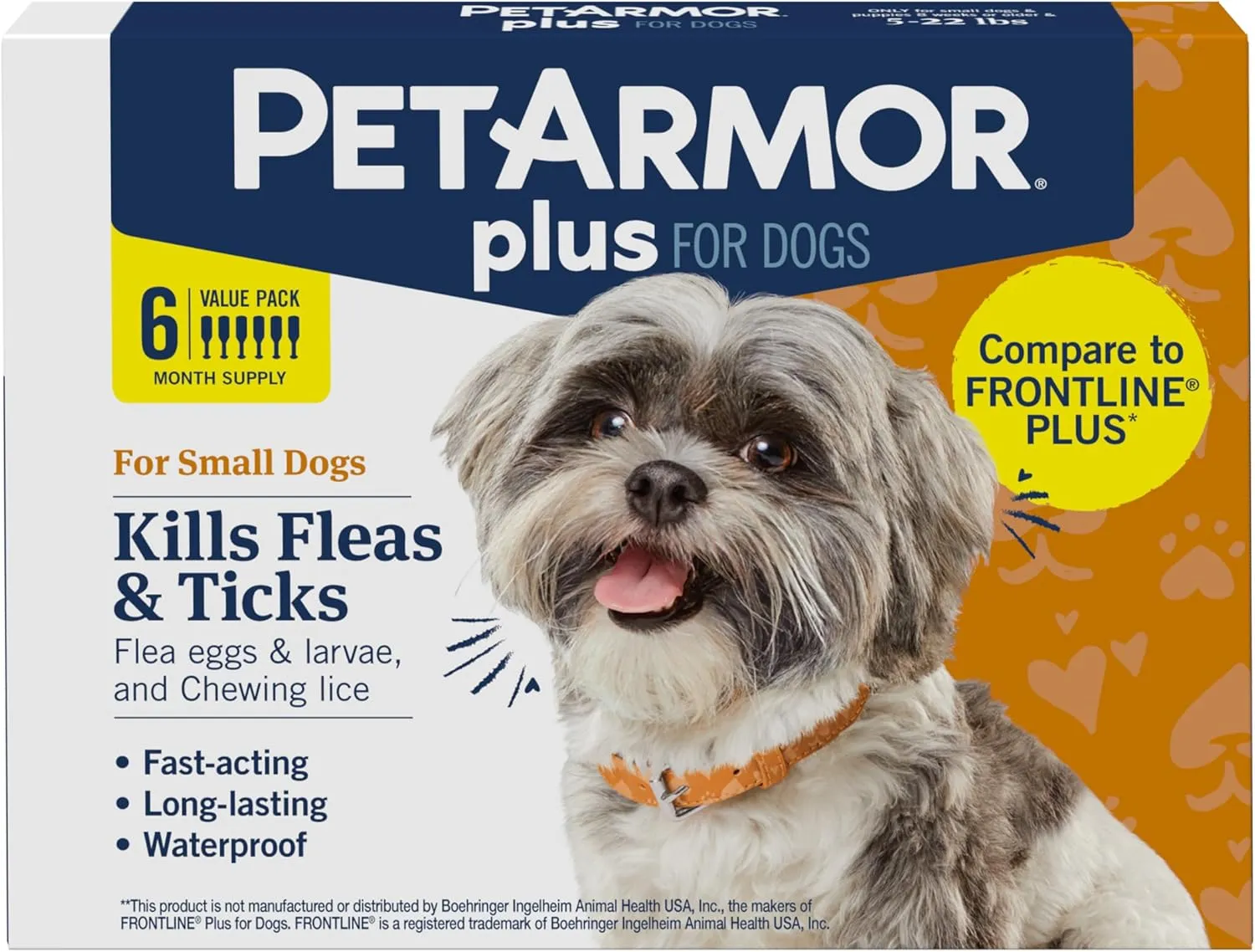 PetArmor Plus for Dogs Flea and Tick Prevention for Dogs, Long-Lasting & Fast-Acting Topical Dog Flea Treatment, 6 Count, small