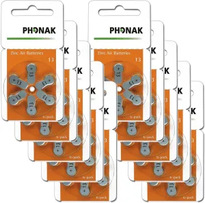 Phonak Mercury Free Size 13 Zinc Air Hearing Aid Batteries (60 Batteries)