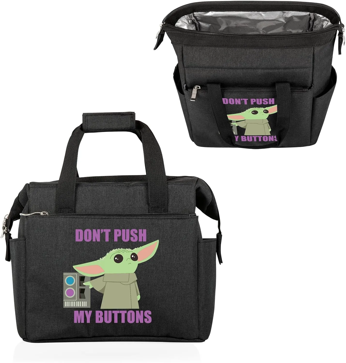 PICNIC TIME Star Wars Mandalorian Grogu On The Go Lunch Bag, Soft Cooler Lunch Box, Insulated Lunch Bag, (Black)